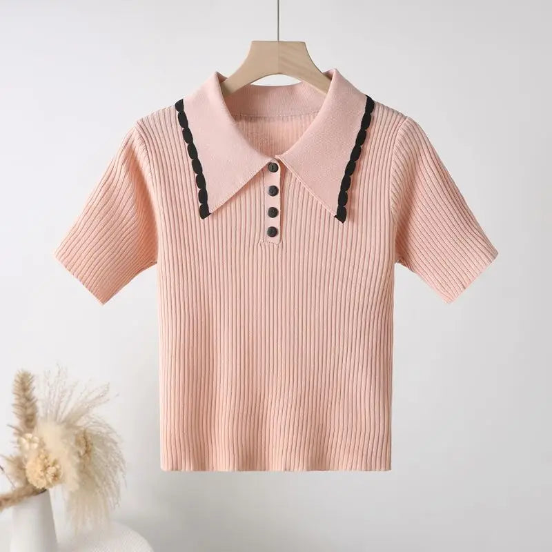 Veronica Knitted Polo Top