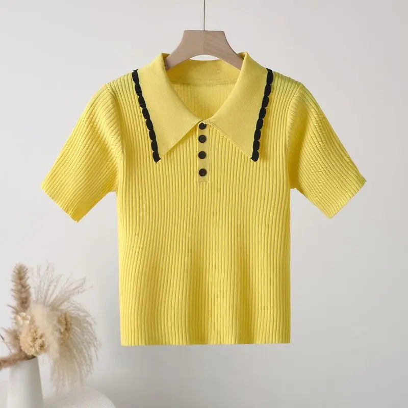 Veronica Knitted Polo Top